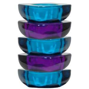 Glass Tealight Holders 5pc Set   Purple and Blue Patio 