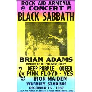 Black Sabbath Rock Aid Armenia Concert 14 X 22 Vintage Style Concert 