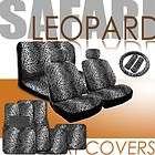 NEW UNIVERSAL SNOW LEOPARD CAR SEAT COVERS STEERING MAT