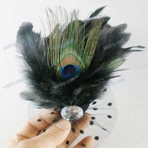   Peacock Feather Flower Brooch /Fascinator/Hairpin/clip/Handmade  