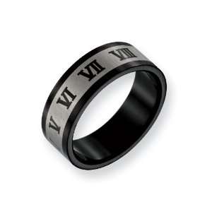   Steel Black Plated Roman Numerals Band, Size 10 Chisel Jewelry