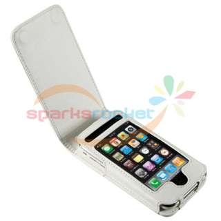 WHITE Leather Flip Case Cover Skin FOR APPLE IPHONE 3GS 8GB 16GB 32GB 