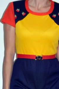 Cute Vintage 60s Mod Romper Jumpsuit Shorts Color Block Cherry  