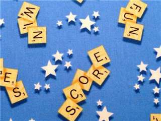 New Game Scrabble Pieces Tiles Letter Board Stars Fabric BTY Quilting 