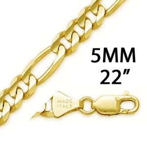 10K YELLOW GOLD NEW FIGARO LINK CHAIN NECKLACE 5MM 22  