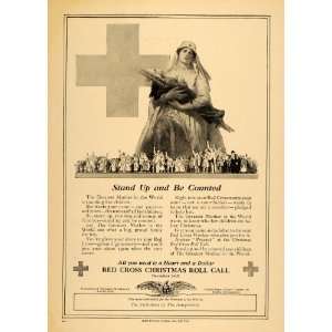 1918 Ad Red Cross Nurse Injured WWI Soldier Christmas   Original Print 