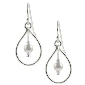  Sterling Silver Drop with Bead Center Earrings Jewelry