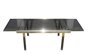 Expandable Mastercraft Brass & Glass Dining Table  
