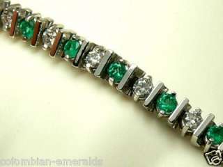COLOMBIA EMERALD AND DIAMONDS TENNIS BRACELET 3.25 CTS  