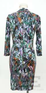 Catherine Malandrino Multi Color Floral Gathered Front Dress Size 