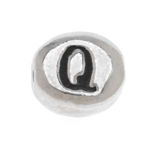  Pewter Lead Free Alphabet Oval Bead Letter Q 8mm /1 