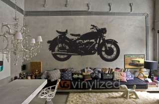 Vintage Old School Bike Motorcycle Vinyl Wall Art Deco  