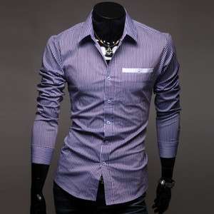 2012 New Mens Luxury Casual Stripes Slim Fit Stylish Dress Shirts 2 