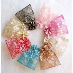   50 MIXED ORGANZA WEDDING GIFT POUCHS / JEWELRY BAGS 