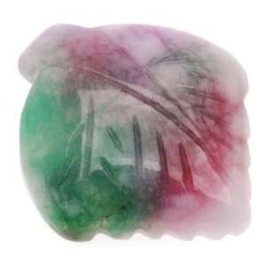  Green And Pink Watermelon Candy Jade Carved Leaf Pendant 