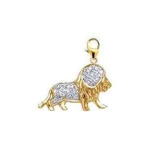  Lion, 14K White Gold Diamond Charm Jewelry
