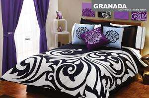 New Black White Purple Duvet Comforter Bedding Sheet Sheet Set Twin 