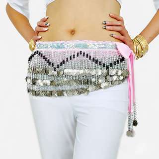 Multicolor 258 coins Belly Dance costumes Hip Skirt Scarf Wrap Belt 