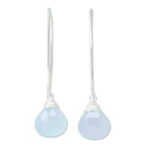  Silver and Chalcedony Drop Earrings, Sublime Jewelry
