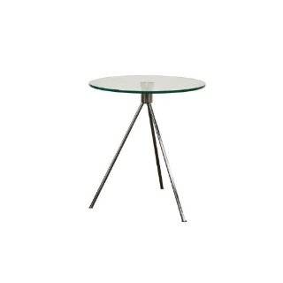 Triplet Round Glass Top End Table with Tripod Base