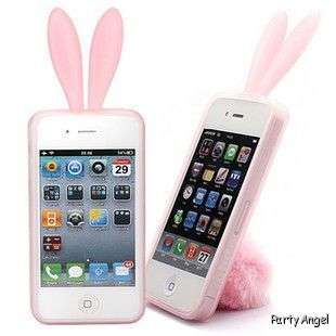   Long ears Bunny Rabbit iphone 4 rubber case cover fur tail P70p  