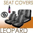   New Snow Leopard Print Car Seat Covers Bench Wheel Cover Set with Gift