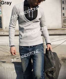   Mens Fashion Casual Slim Fit V neck Cardigan T shirts Tee 5 color C142