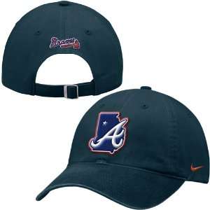  Nike Atlanta Braves Navy Ligature Stadium Hat Sports 