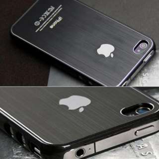   Aluminum Plastic Chrome Hard Cover Case F iPhone 4 4S + Protector
