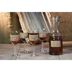  Personalized Brown Chateau Design Goblet and Carafe 