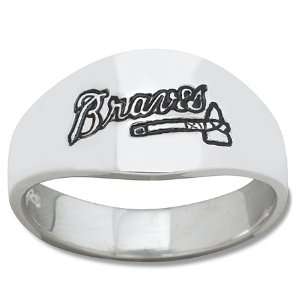  Sterling Silver Atlanta Braves Logo Enamel Ring NEW 