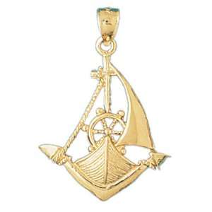  14kt Yellow Gold Sailboat With Anchor Pendant Jewelry
