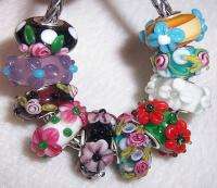 10PCS Beautiful Lampwork Glass Flower Beads fit European Charm 
