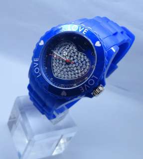   colors Rubber Wrist Watch Love Heart Wheel jewelry Unisex Jelly Quartz