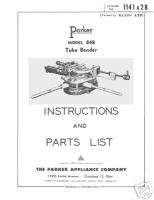 Parker Model 848 Tube Bender Instruction & Parts Manual  