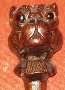 Dog Head Carved From Antique Cane handle  