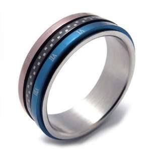 CET Domain SZ14 75493 11 Titanium Steel Ring With Blue Band for Men 