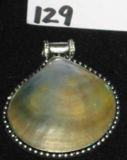 Natural ABALONE Shell Pendant set in Bali Silver #129  