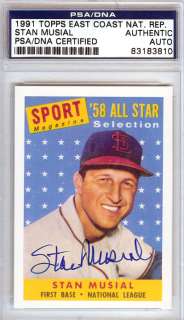 STAN MUSIAL AUTOGRAPHED SIGNED 1991 TOPPS CARD PSA/DNA  