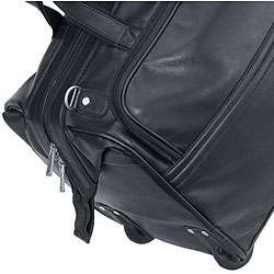 St. Regis Black Napa Leather 20.5 Inch Carry On Rolling Duffel Bag 