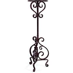   Provence Tall Metal Scroll Pedestal Plant Stand  