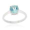   Rocks Sterling Silver 1 5/8ct TGW Blue Topaz Solitaire Round Ring
