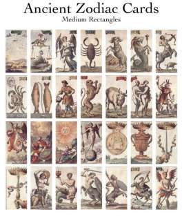 Zodiac Astrology Tarot Card Collage Sheet Domino Images  