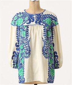 New Anthropologie Ana Sui Mako Peasant Blouse Size 8  