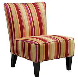 Hali Armless Designer Accent Chair Striped Wine  