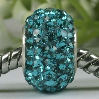 Swarovski Crystal 925 Silver Charm Bead (Blue Zircon)  