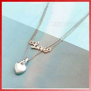Fashion Double Layer Love Character and Peach Heart Pendants Necklace 