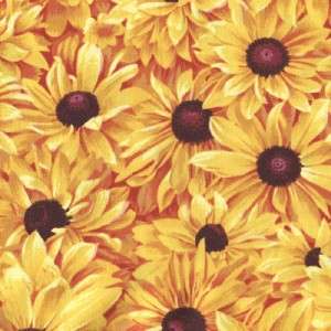   BLACK EYED SUSAN FLOWERS   Cotton Fabric BTY for Quilting, Crafts, Etc
