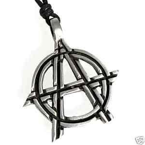 41A Silver PEWTER Gothic ANARCHY Biker PENDANT Necklace  