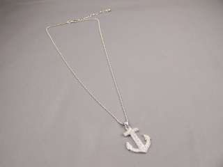 Silver crystal Anchor boat nautical sailor ball chain necklace 17.5 
